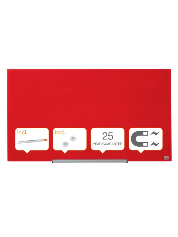 Nobo Impression Pro Glass Magnetic Whiteboard 45" 100x56cm Red