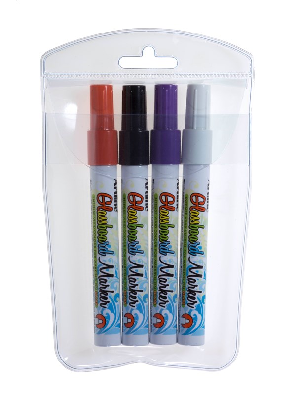 Artline EPG-4/4W1 Glassboard Marker set Wit Zwart Viol