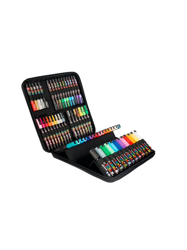 POSCA Gift Case 60 ass. Colors and nib sizes case in Rubber with zipper