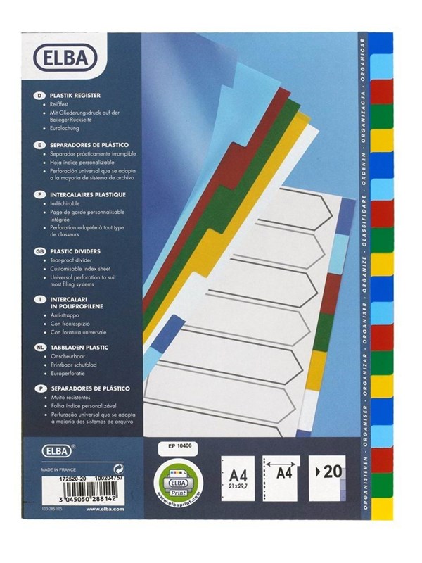 Oxford Scheidingslijn Coloured A4 Pp 20 Tabs