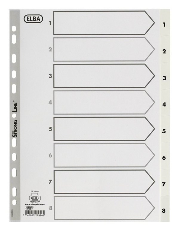 Oxford Strong-Line®Index A4 Pp Wit 1-8 Wit