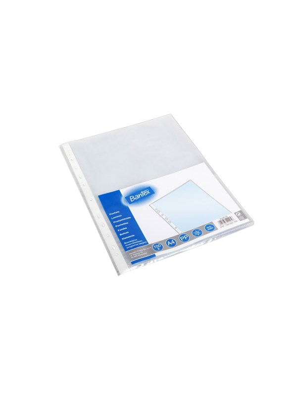 Bantex Punched Pocket PP smooth A4 45 mic. Bag of 100