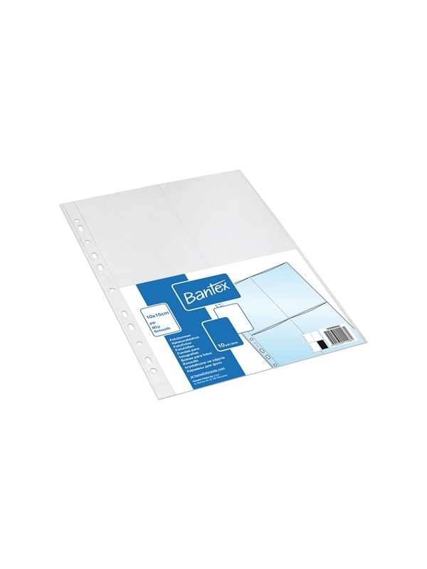Bantex Bag of 10 10x15cm Punched pockets for photographs PP smooth colourless