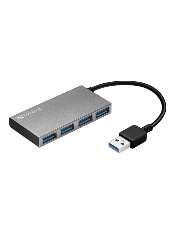 Sandberg USB 3.0 Pocket Hub - hub - 4 poorten USB hub - 4 - Zilver