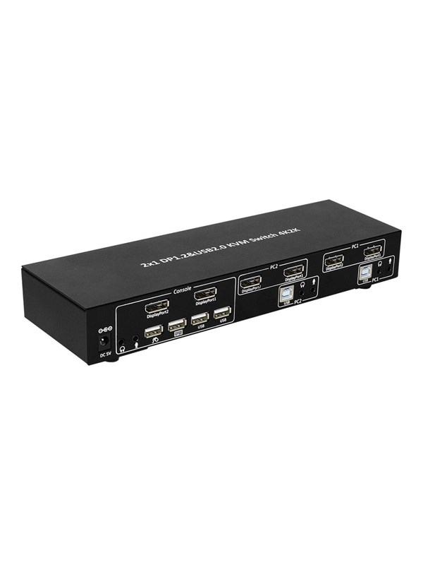 IC INTRACOM techly 2-Port DisplayPort1.2 Dual-Monitor KVM-schakelaar