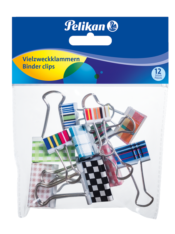 Pelikan Binder clips VZK/12PB assorted12 pcs. Polybag