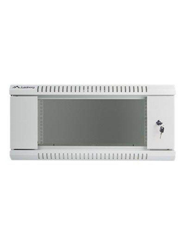 Lanberg 19 Inch Wand Rackkast 4U 600x600 mm Flat Pack met Glazen Deur Grijs V2 – Netwerkkast Serverkast ICT Kast