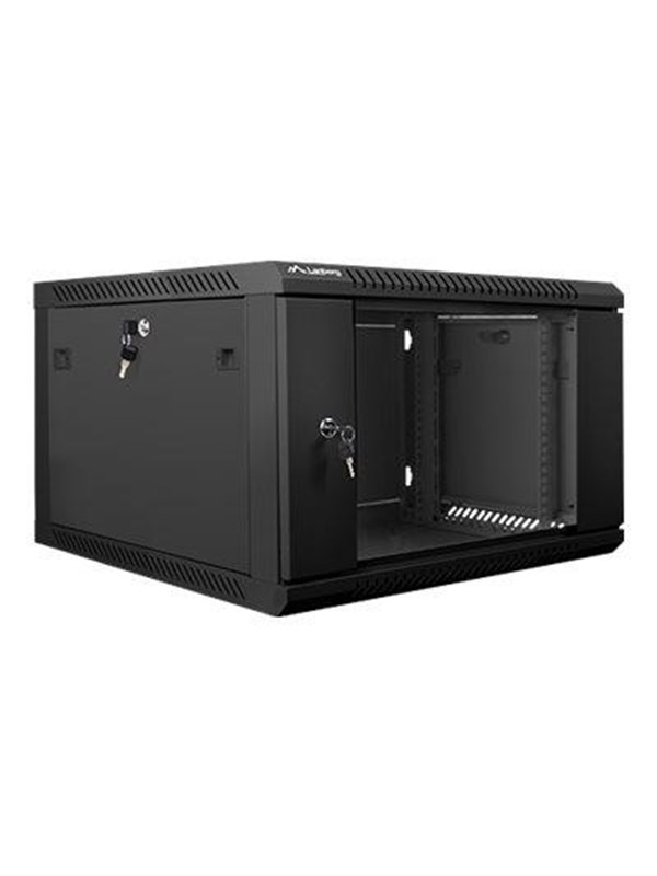 Lanberg - 19 Inch Wandrack - 6U - 600 x 600 mm - Zwart - Glazen Deur - Zelfmontage Rackkast V2