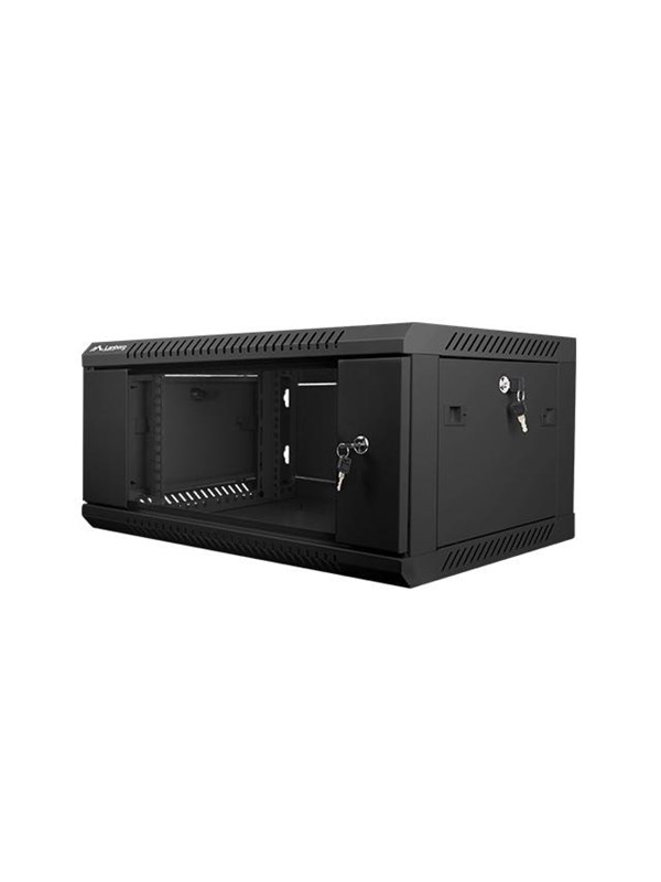 Lanberg - 19 Inch Wandrack - 4U - 600 x 450 mm - Glazen Deur - Zwart - Zelfmontage Rackkast V2