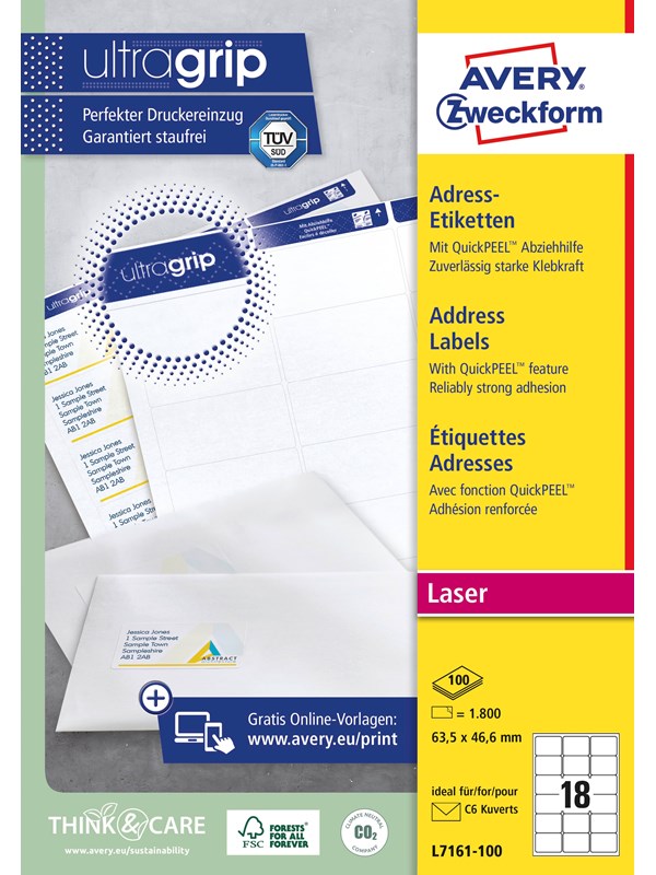 Avery Addressing labels small envelopes (UltraGrip)