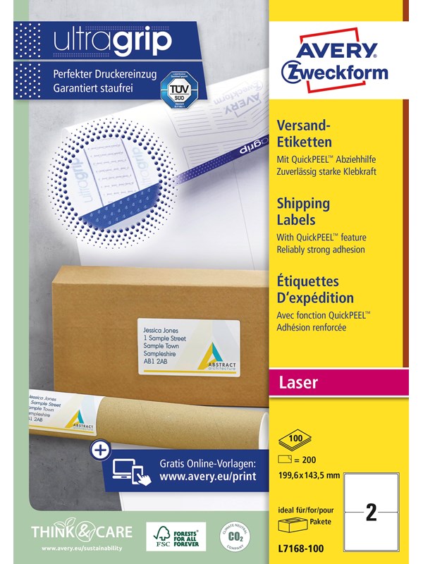 Avery Shipping labels for parcels (UltraGrip)