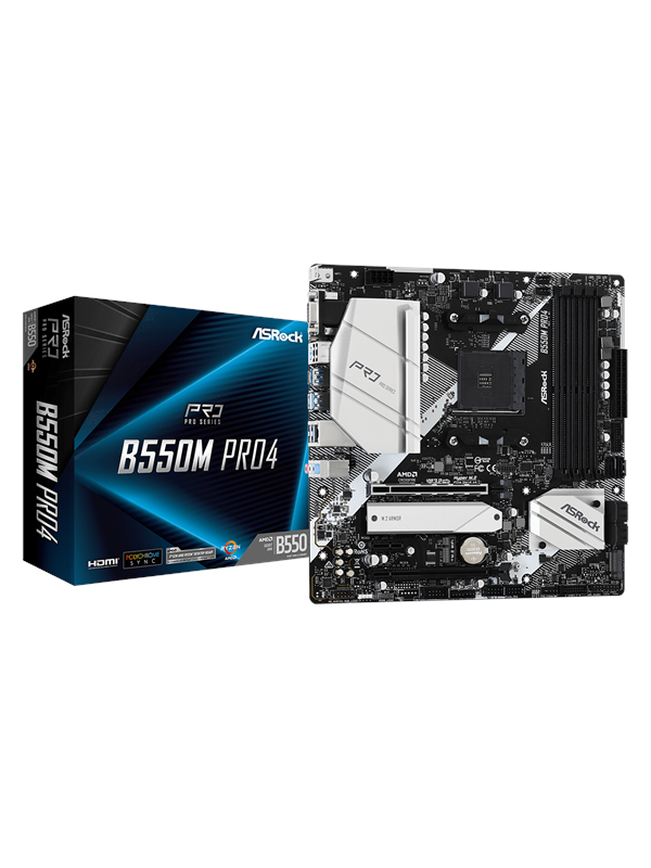 ASRock B550M PRO4 Moederbord - AMD B550 - AMD AM4 - DDR4 RAM - Micro-ATX