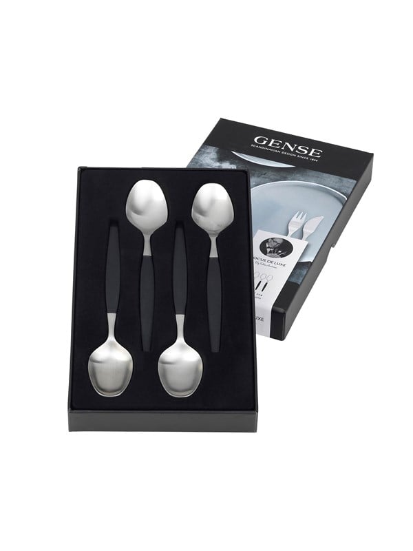 Gense Focus de Luxe Dessertlepel 16,8 cm 4 stuks Zwart/Mat staal