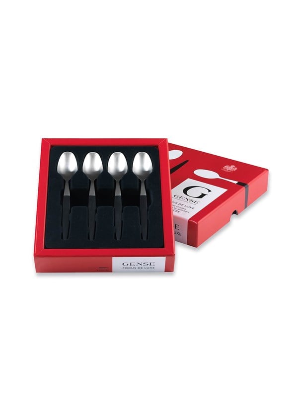 Gense Focus de Luxe Theelepel 13,2 cm 4 stuks Zwart/Mat staal
