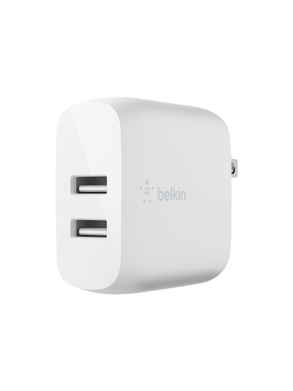 Belkin Boost Charge Dual USB-A Oplader – USB Stekker – Snellader – Fast Charger - Dubbele USB Stekker – USB A - 24W - Wit