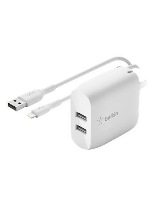 Belkin Dual USB Oplader 24W + 1m iPhone kabel