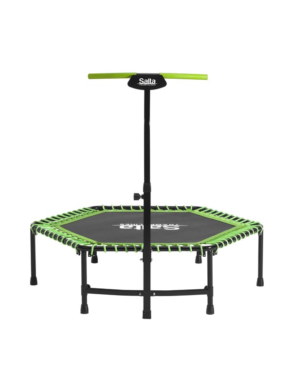 Salta Fitness - 128 cm - Belastbaar tot 110 kg - Fitness / sport trampoline met verstelbaar handvat - Elastieken veren, stevig frame - Mini trampoline volwassenen met handgreep in 5 hoogtes - Groen