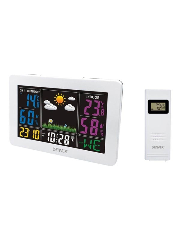 Denver Weerstation binnen en buiten - Draadloos weerstation met Buitensensor - Radiogestuurde Tijd - WS540 - Wit