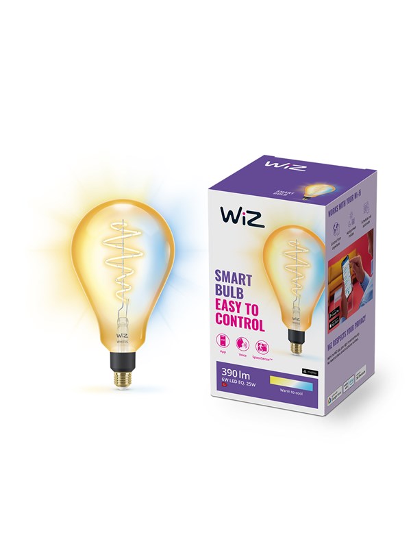 WiZ Tunable PS160 E27 Amber Smart Filament Bulb - Dimmable warm-to-cold White LED