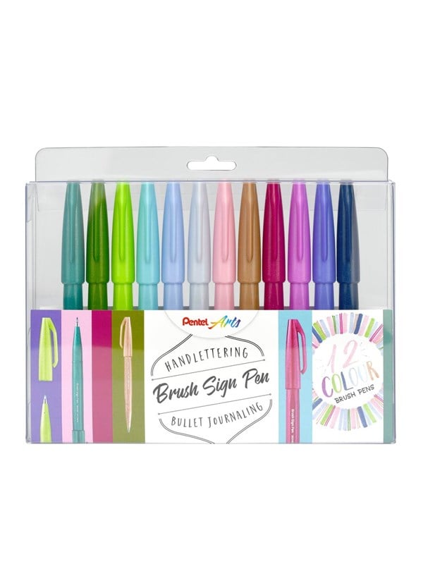 Pentel SES15C-12 Brush Sign Pen set NIEUW