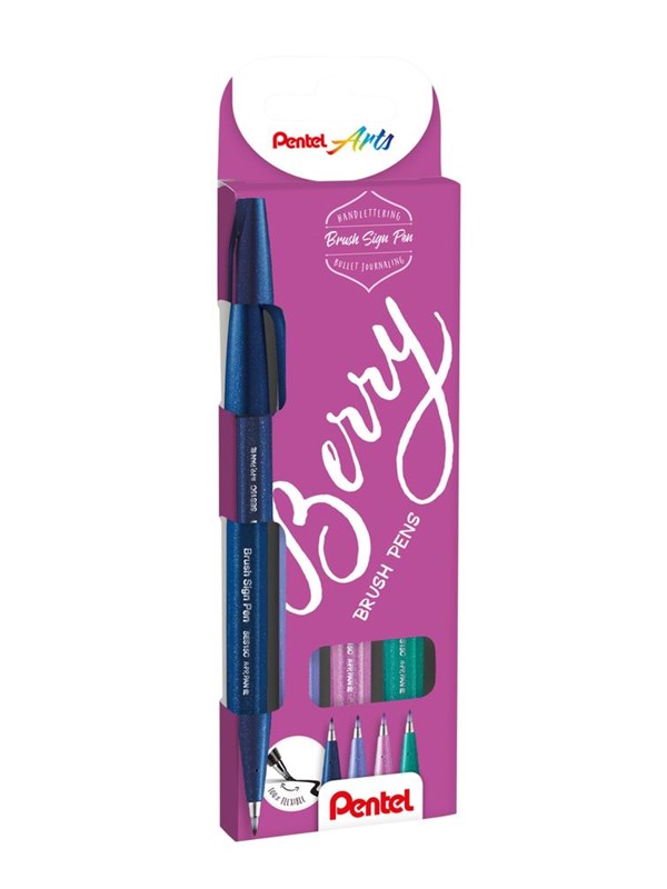 Pentel SES15B-4 Brush Sign Pen Bes sæt
