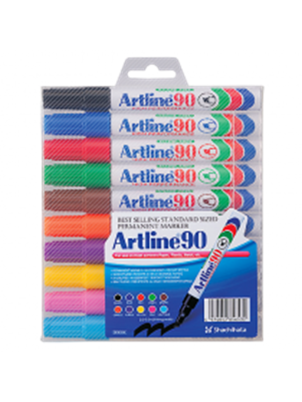 Artline EK90/10W Permanent ass farver - 10 pcs