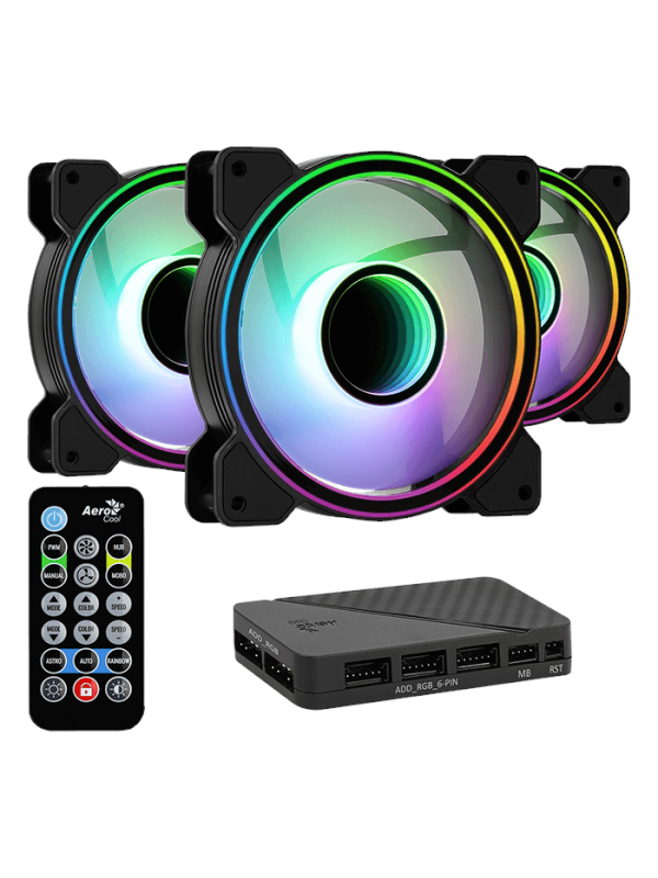 AeroCool Mirage 12 ARGB Pro - Case ventilator - 120mm - Zwart met RGB-licht - 18 dBA