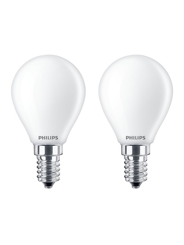 Philips LED lamp - Kogellamp met E14 fitting - Warmwit licht: 2700K - 25W - Mat glas - 2-pack