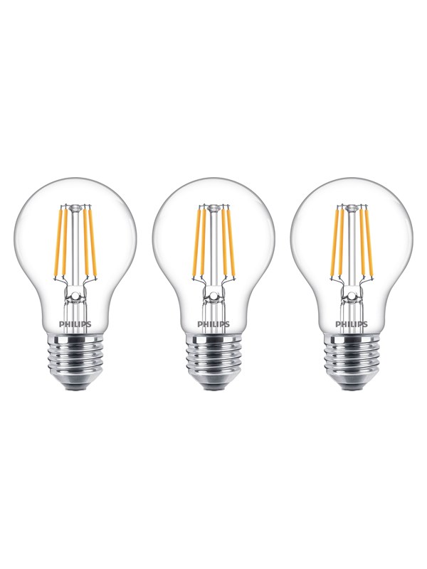 Philips LED spot Classic Standard 4.3W/827 (40W) Clear 3-pack E27