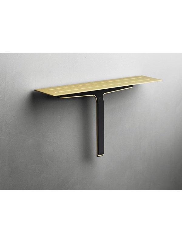 Unidrain reframe soap shelf and shower wiper in Messing