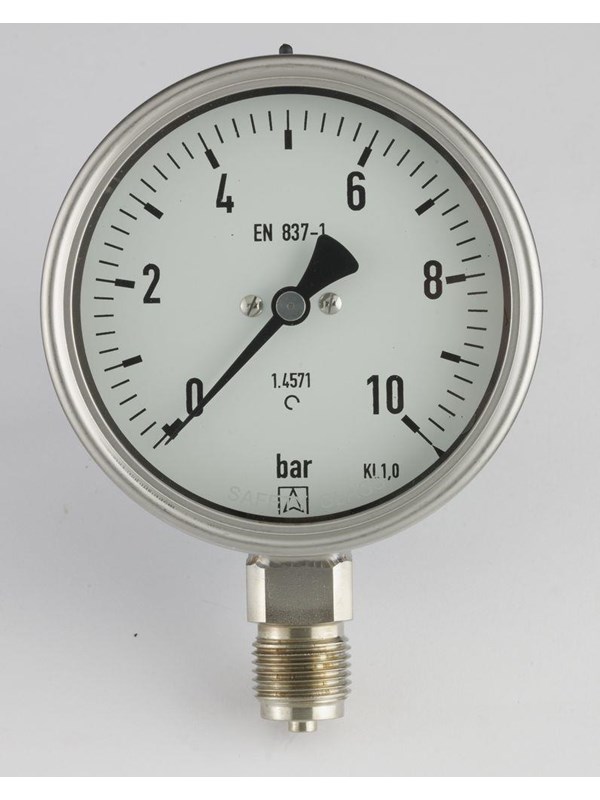 Erik Færgemann Chemical pressure gauge 12 x ø100 0-6 bar low mounted with G