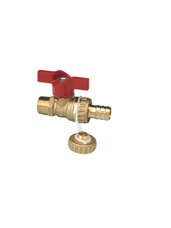 Pettinaroli Hose union ball valve with cap Basis ø1/2"m x 3/4"m tail