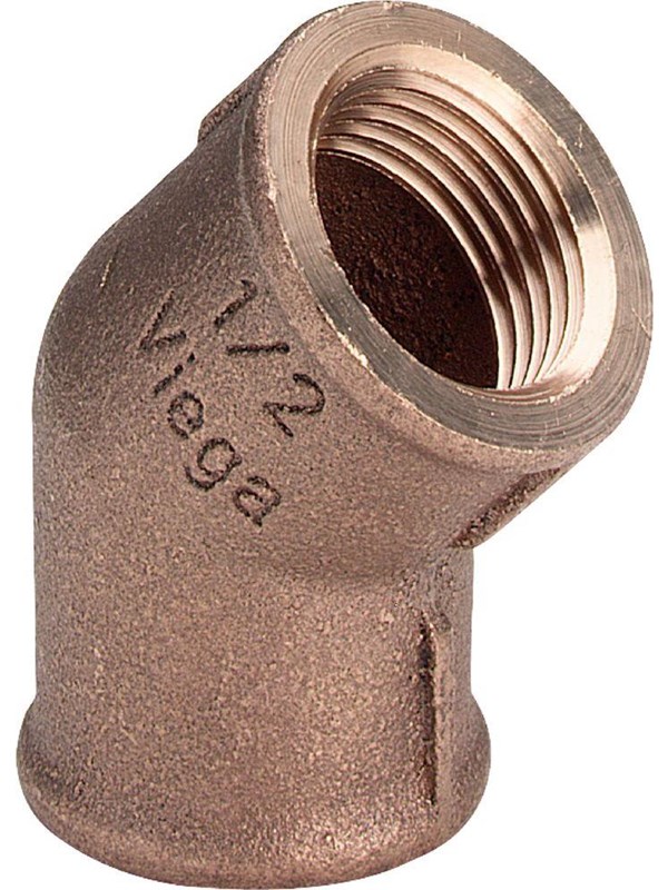 Viega Bocht 45 graden, Rp 1/2 roodkoper of siliciumbrons model 3120, 320690