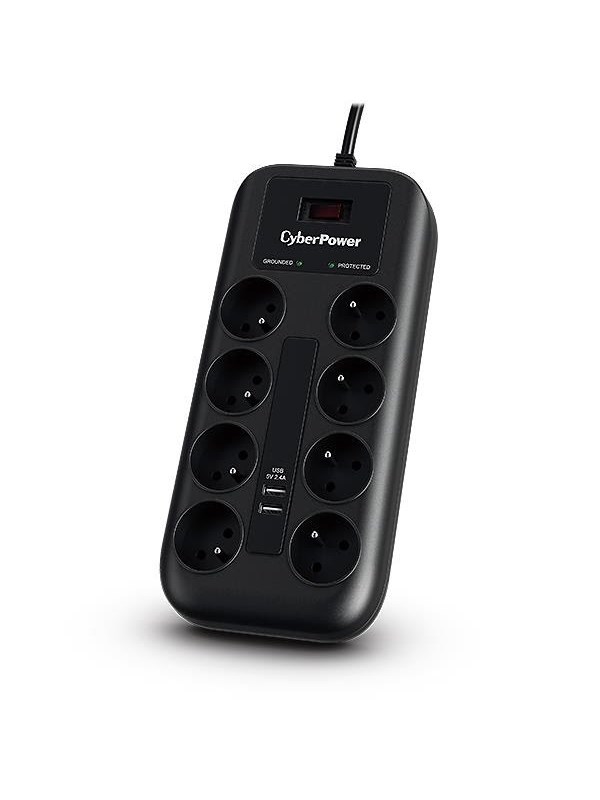 CyberPower Tracer III P0820SUF0-FR Overspanningsbeveiliging Zwart 8 AC-uitgang(en) 200 - 250 V 1,8 m