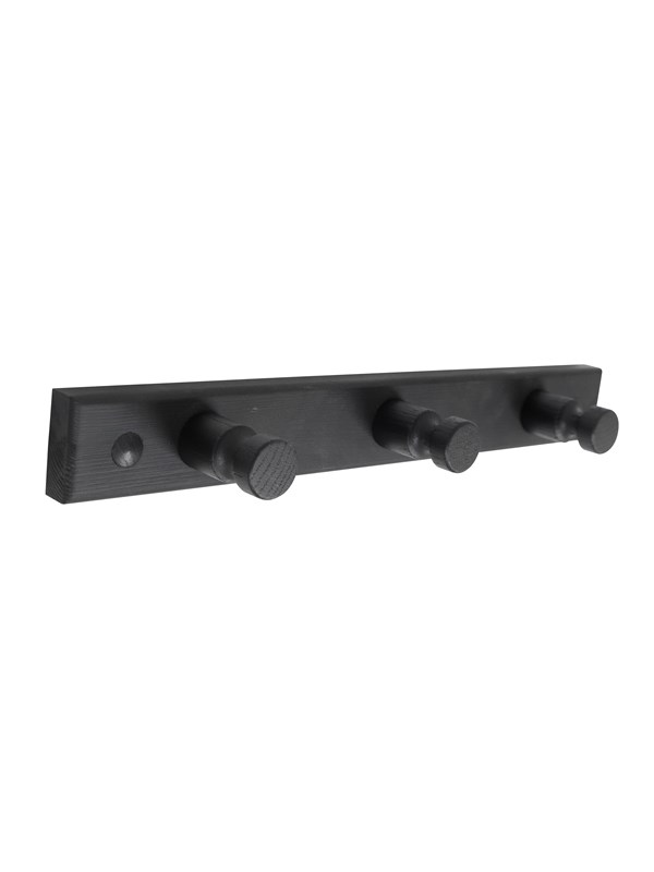 HOME It® Kapstok van grenenhout met 3 haken 30×4×7 cm zwart Grenen