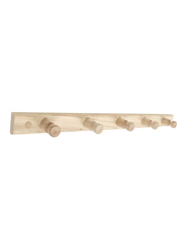 HOME It® kapstokrail met 5 haken, eikenhout