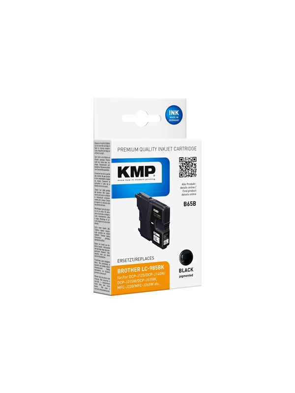 KMP B65B - Zwart - remanufactured - Inkt cartridge (alternative for: Brother LC985BK)