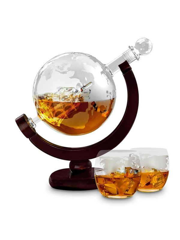 Mikamax Globe Decanter Set: Wereldbol Karaf Set