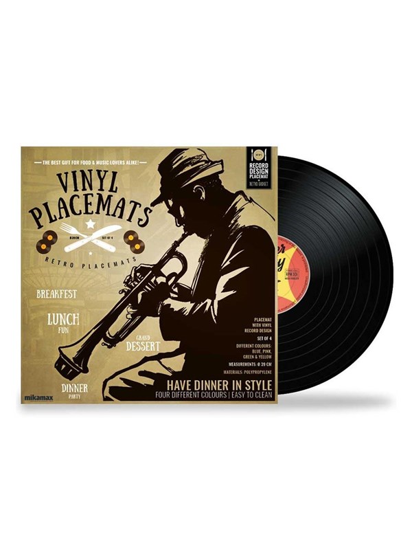 MikaMax Vinyl Placemats - Placemats - Retro - Lp Placemats - Makkelijk Schoon Te Maken - Geleverd In Een Design Hoes - 4 Stuks - 3mm Dik