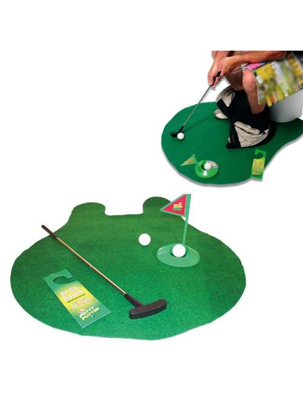 MikaMax Potty Putter - Wc Golf Set met Deurhanger / Matje / Club / Hole en 2 Ballen - Past om Iedere Wc - Toilet Golfset