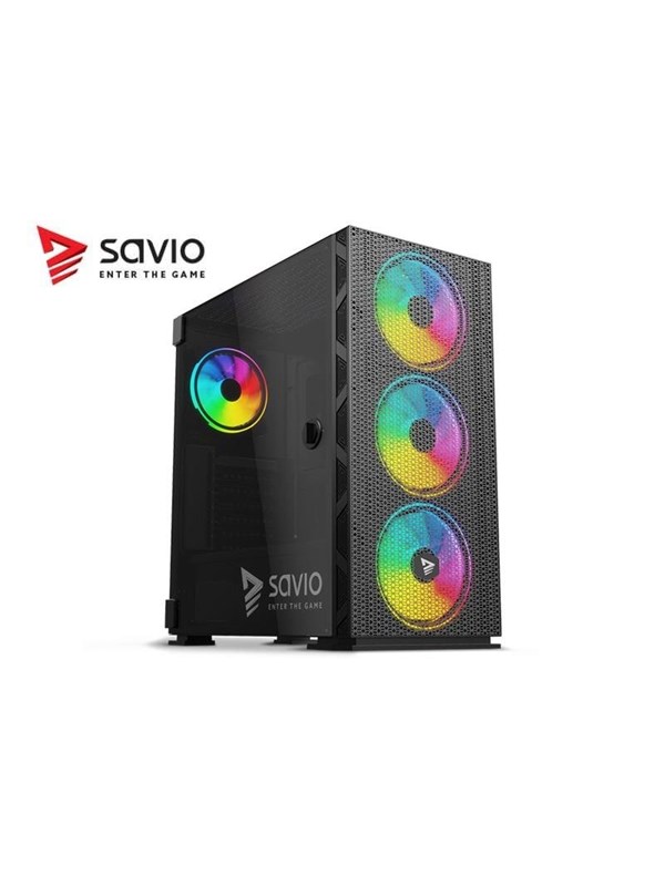 Savio Raptor X1 ARGB Mesh / Glas - MDT - ATX - Case - Tower - Zwart
