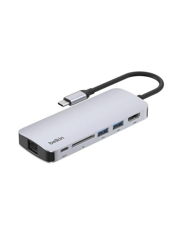 Belkin 6-in-1 USB-C Hub - 4K HDMI - Gigabit Ethernet - 100W PD Opladen