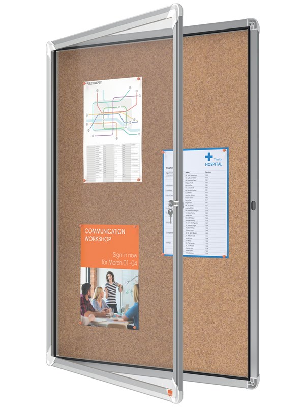 Nobo Lockable Noticeboard Cork 9xA4