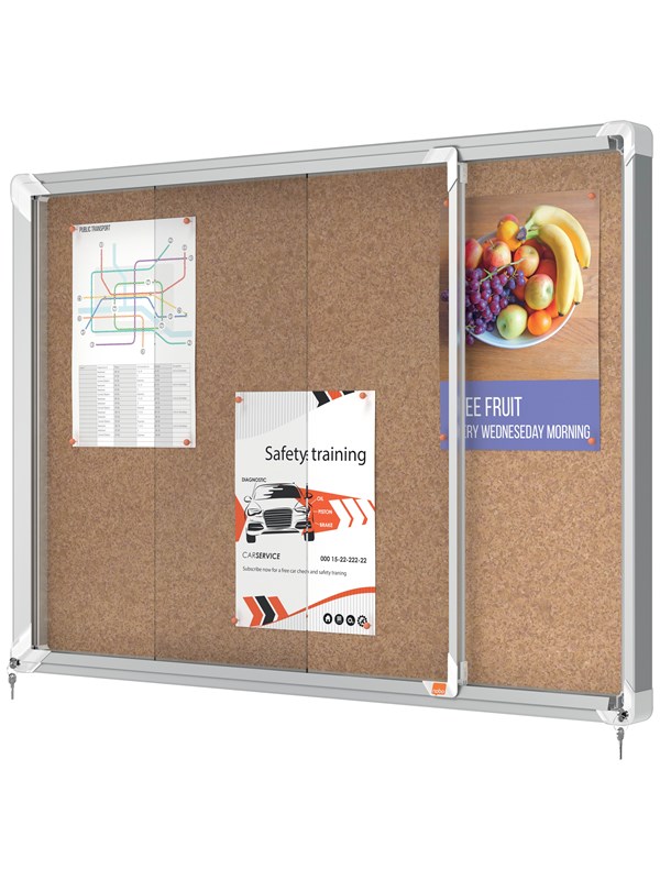 Nobo Afsluitbaar prikbord SlideDoor Kurk 8xA4