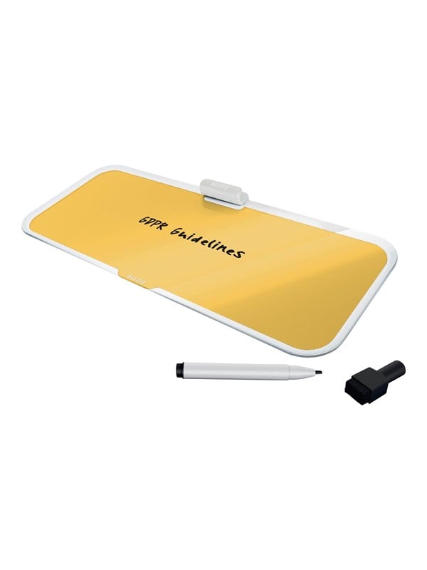 Leitz Cosy Glassboard Voor Bureau - Glazen Memobord Met Pennenhouder - Inclusief Minimarker Met Wisser - Warm Geel