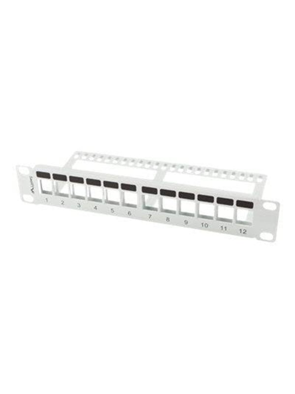 Lanberg PPKS-9112-S Patch Panel Blank 12-Port 1U With Organizer for Keystone Modules Grey