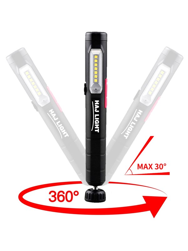 Haj Light Rechargeable pen-light 220+80 lumen Magnet in Clip Magnet in swivel Basis