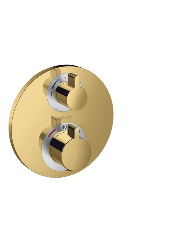 Hansgrohe ecostat s thermostatic mixer for concealed installation for 2 outlets with shut-off / diverter valve Gepolijst gold-optic