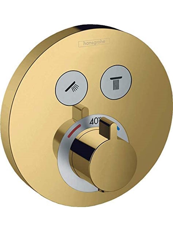 Hansgrohe showerselect s thermostatic mixer for concealed installation for 2 outlets Gepolijst gold-optic