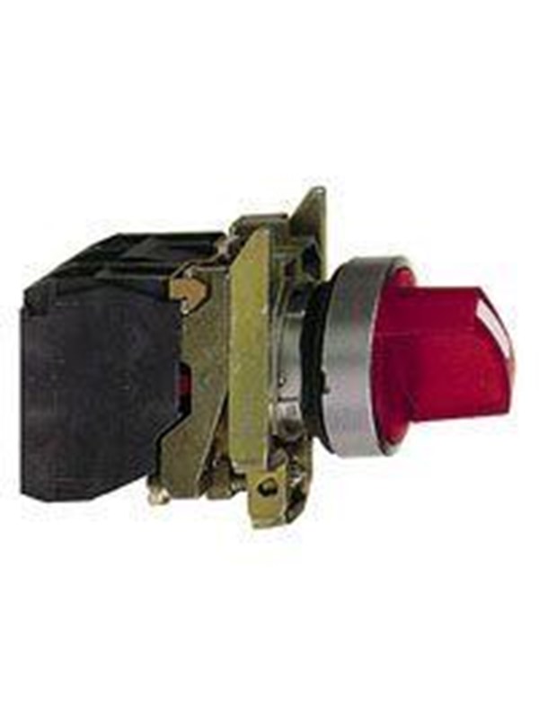 Schneider Electric Harmony rotary Schakelaar complete with LED and 2 fixed positions in Rood 24vac / dc 1xno + 1xnc xb4bk124b5